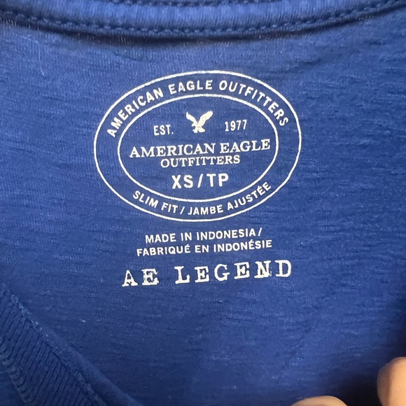 American Eagle XS extra small shortsleeved tee blue silm fit AE LEGEND - Picture 4 of 4